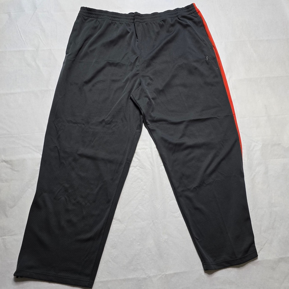 Starter Mens Track Pants 3XL Anthracite Grey Orange Stripe Mesh Zip Leg